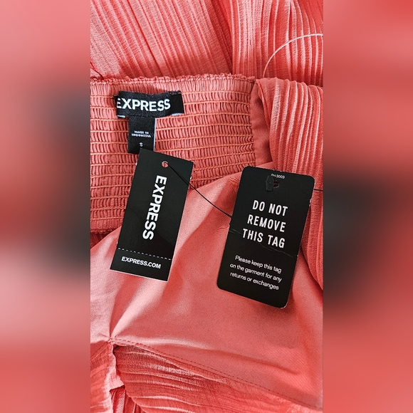 NWT Express Pleated Twisted Halter Neck Midi Dress in Apricot Orange Size Small - Picture 4 of 12